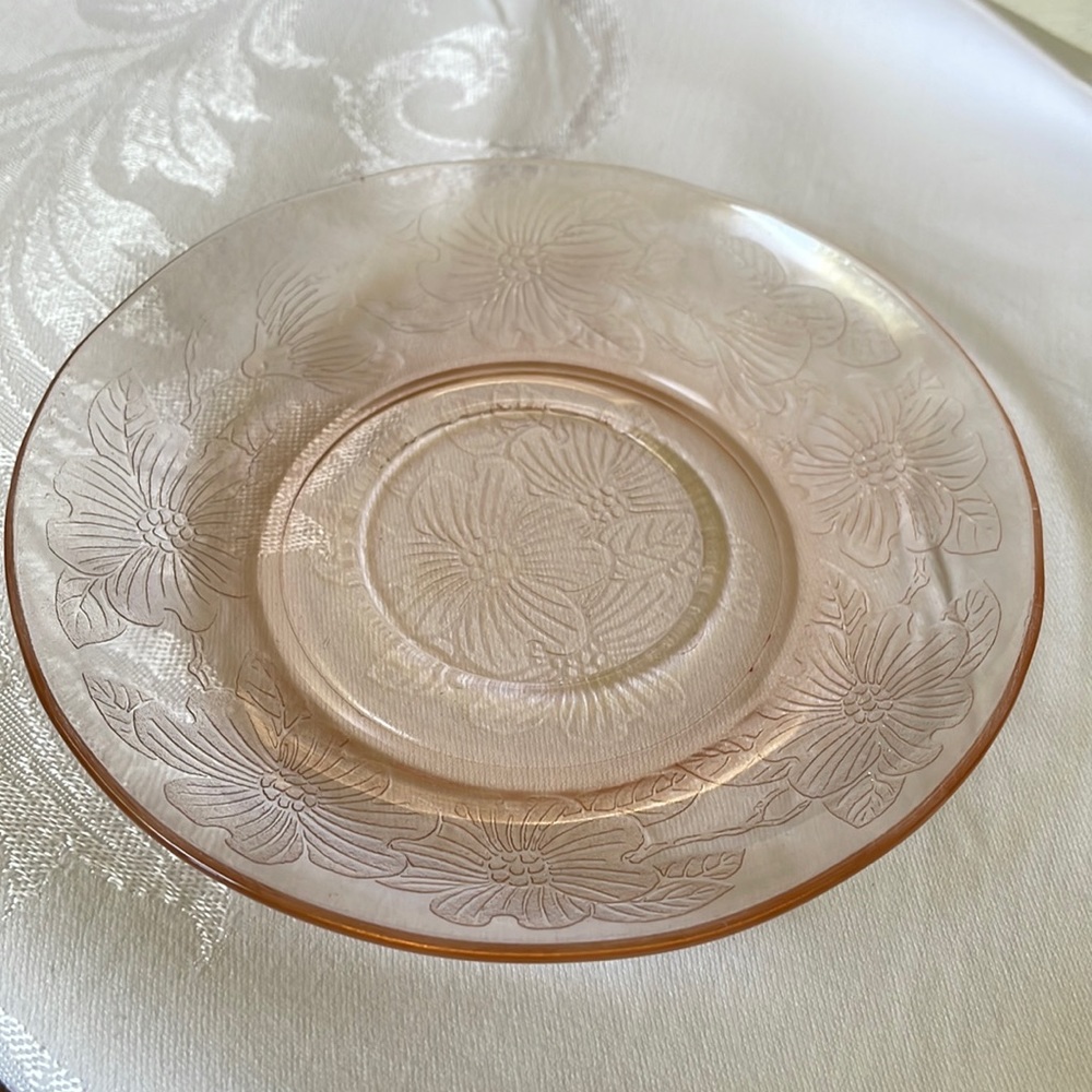 VTG Depression pink glass McBeth-Evans Dogwood saucer